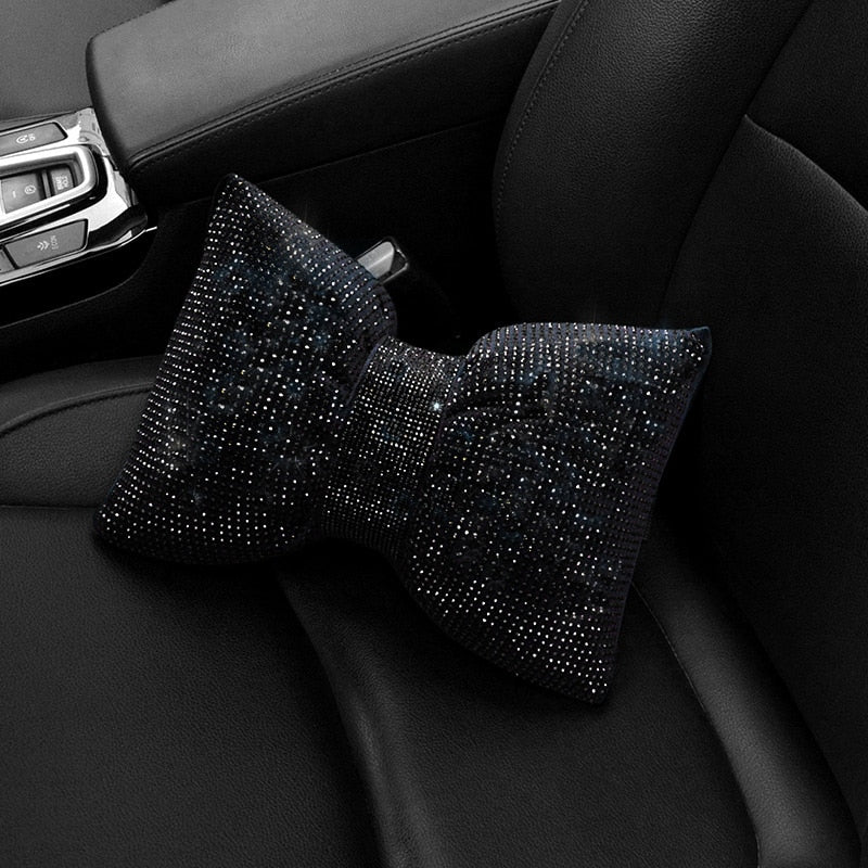 TEEK - Crystal Bowknot Car Support Cushions TRANSPORTATION theteekdotcom black neck pillow  