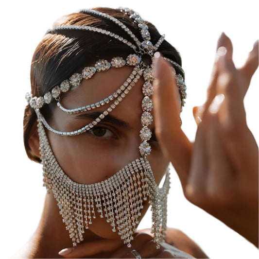 TEEK - Tassel Veil Masks MASK theteekdotcom B silver color  