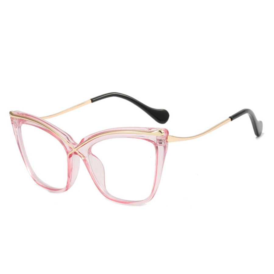 TEEK - Anti Blue Light Metal Ms. Cat Eye Eyeglasses EYEGLASSES theteekdotcom Pink  