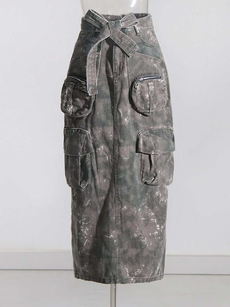 TEEK - Camouflaged Belted Cargo Skirt SKIRT theteekdotcom S  