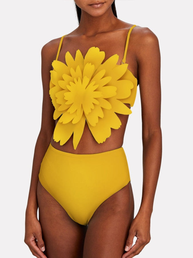 TEEK - Big Flower Front Bikini SWIMWEAR theteekdotcom Yellow S 