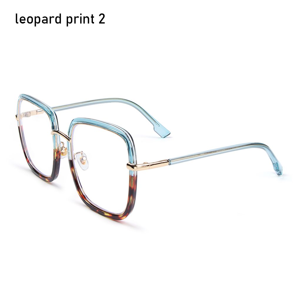 TEEK - Vintage-Style Oversized Curve Square Eyewear EYEGLASSES theteekdotcom leopard print 1  