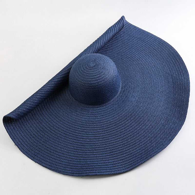TEEK - 27.5in Oversized Wide Brim Sun Hat HAT theteekdotcom dark blue 54-57cm/21.26-22.44in 