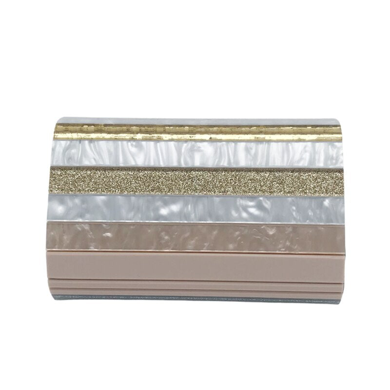 TEEK - Stay Elegant Acrylic Striped Evening Clutch Purse BAG theteekdotcom   
