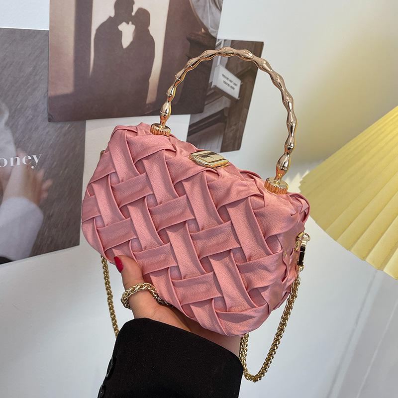 TEEK - Weave Metal Handles Handbag BAG theteekdotcom Pink  