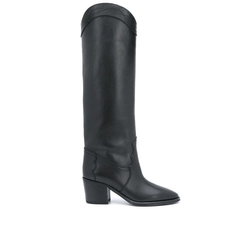TEEK - Round Lady Knee High Boots SHOES theteekdotcom Black 3cm/1.18in US 5.5 