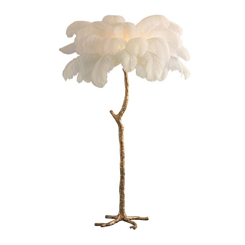 TEEK - Nordic Luxury LED Floor Feather Lamp HOME DECOR theteekdotcom White All Copper Body H 2'7" (80cm) | 25 feathers