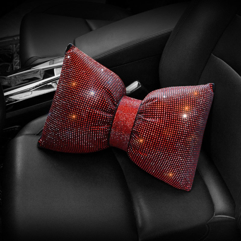TEEK - Crystal Bowknot Car Support Cushions TRANSPORTATION theteekdotcom red waist pillow  