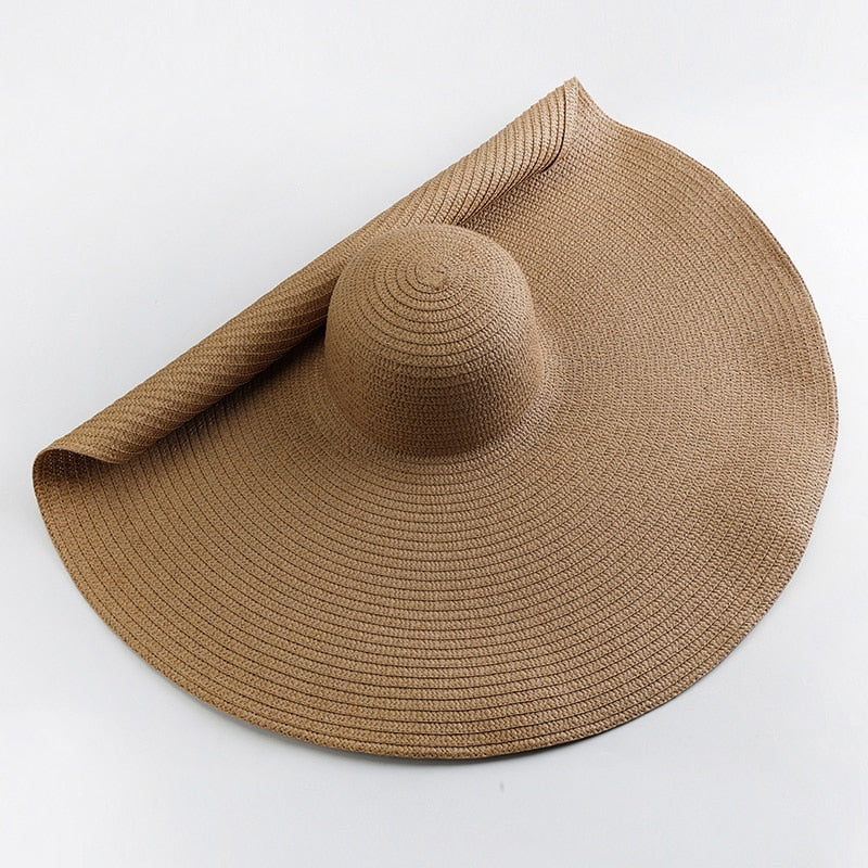 TEEK - 27.5in Oversized Wide Brim Sun Hat HAT theteekdotcom khaki 54-57cm/21.26-22.44in 