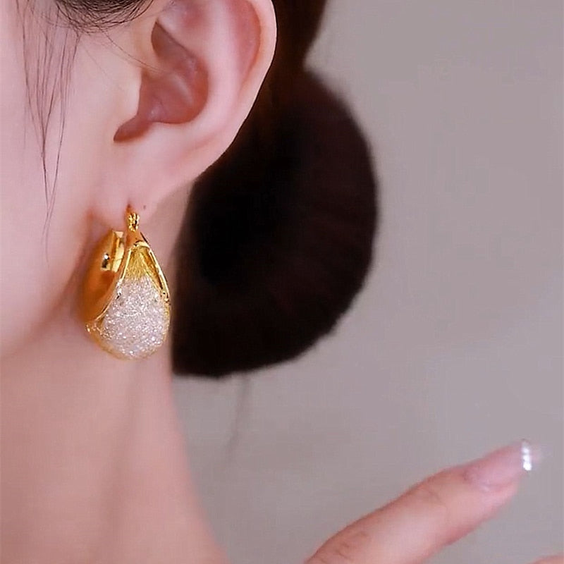 TEEK - 14K Gold plated Luxury Crystal Basket Earrings JEWELRY theteekdotcom   