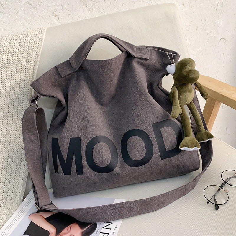 TEEK - Canvas MOOD Tote Bag BAG theteekdotcom Grey with pendant  
