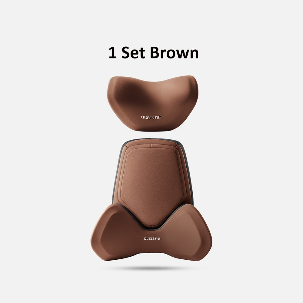 TEEK - Universal Posture Correction Headrest and Lumbar Support Cushions AUTO ACCESSORIES theteekdotcom 1 Set Brown  
