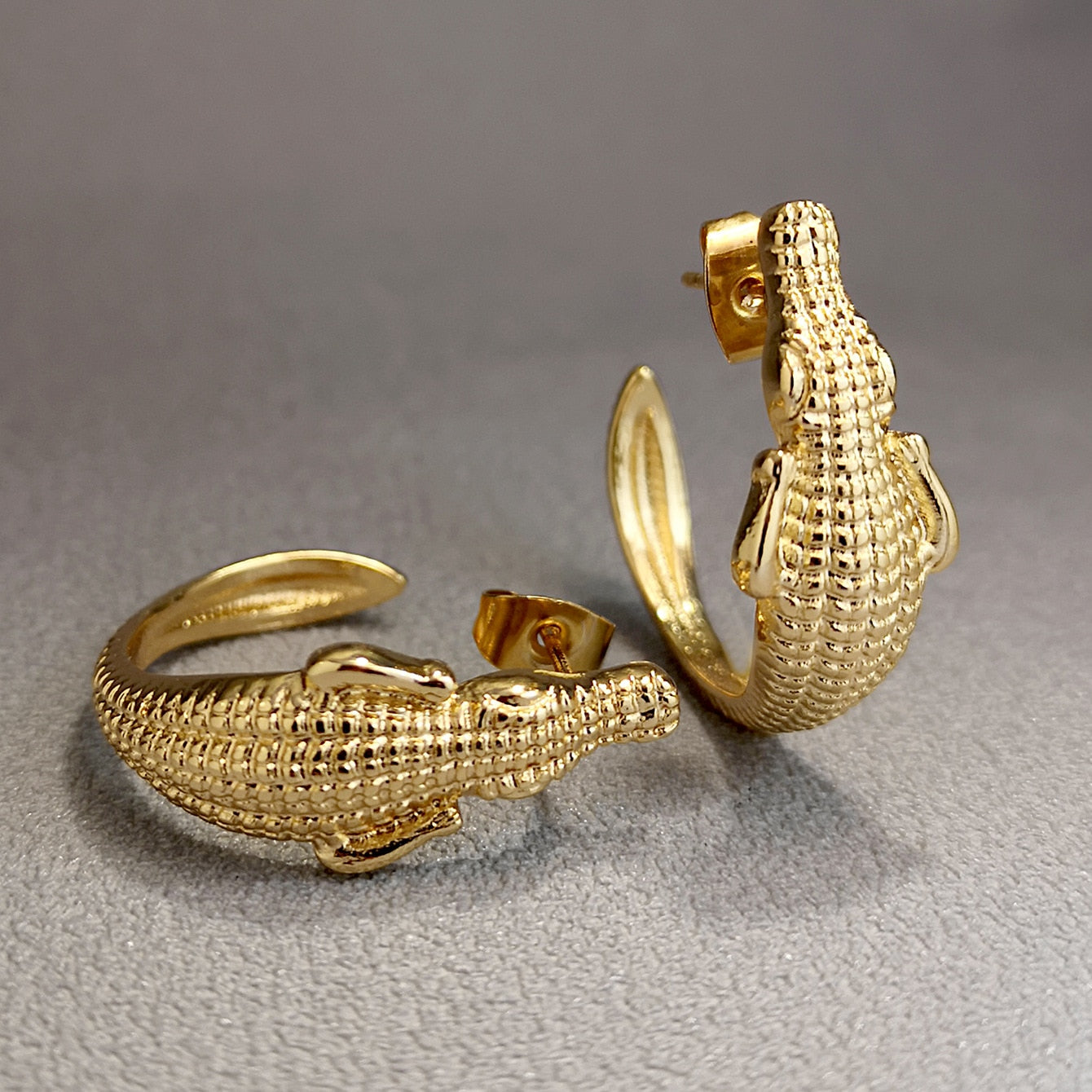 TEEK - Fishy Figure Earrings JEWELRY theteekdotcom Gold earrings-2  