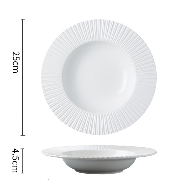 TEEK - Jap Striped Straw Hat Ceramic Dinner Plates HOME DECOR theteekdotcom A-25x4.5cm  