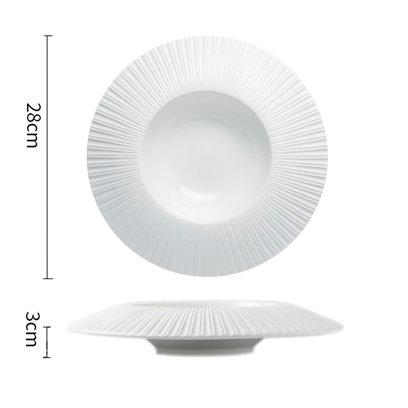 TEEK - Jap Striped Straw Hat Ceramic Dinner Plates HOME DECOR theteekdotcom C-28x3cm  