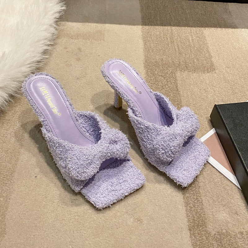 TEEK - Fun Fuzz Bow Sandals SHOES theteekdotcom Purple 7.5 