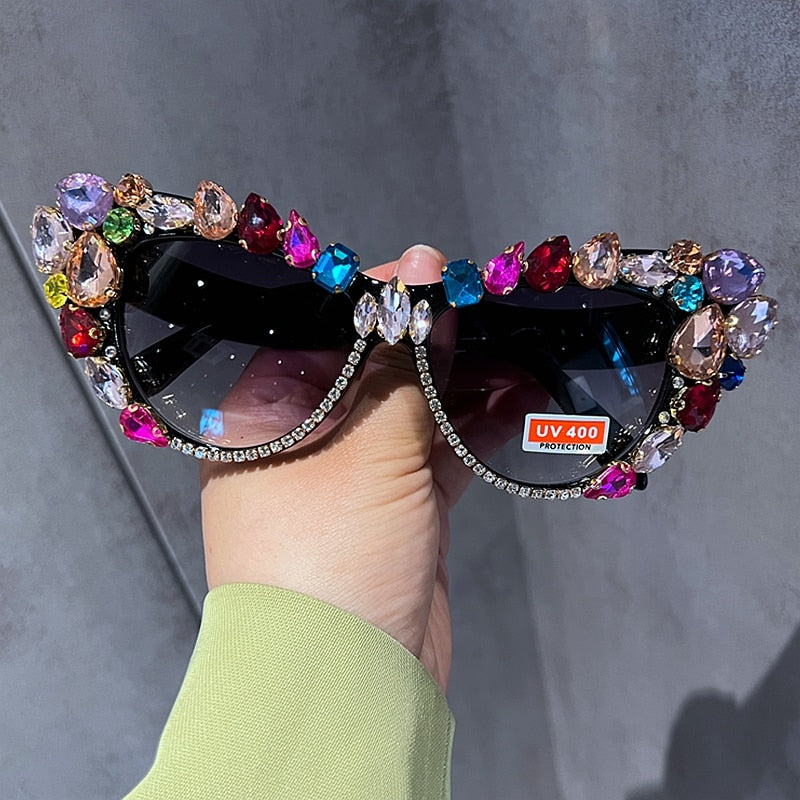 TEEK - Crystal Cut Cateye Sunglasses EYEGLASSES theteekdotcom crystal mix  
