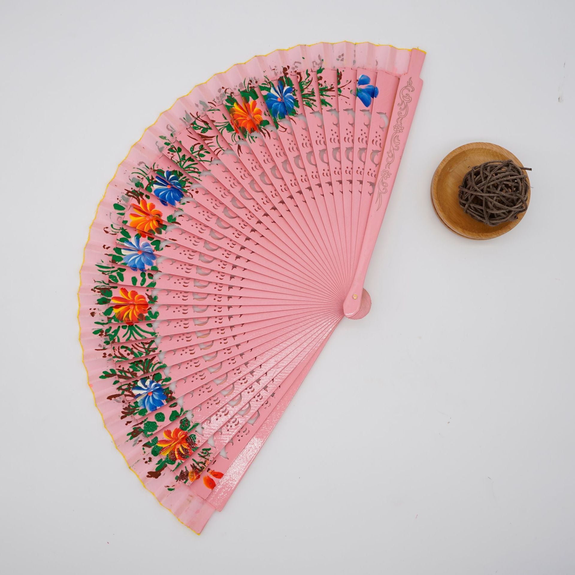 TEEK - Folding Fan Wood Spanish Style Fan FAN theteekdotcom pink  