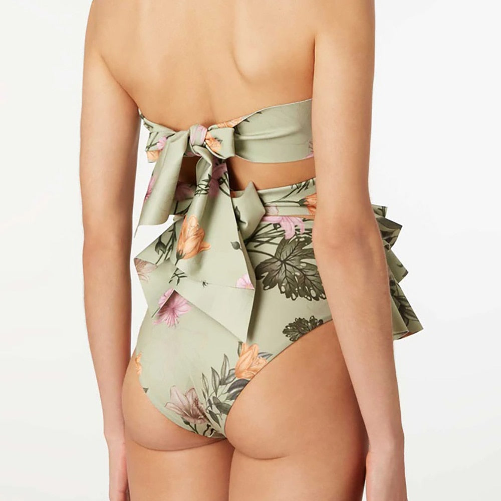 TEEK - Ruffled Floral Split Swimwear SWIMWEAR theteekdotcom   