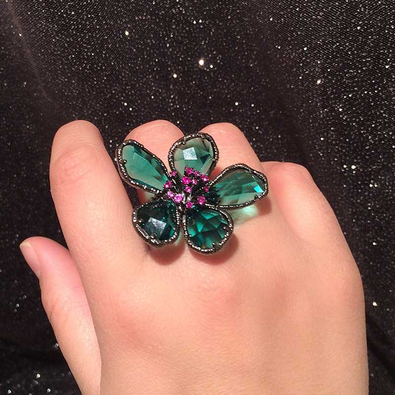 TEEK - Colored Crystal Flower Jewelry JEWELRY theteekdotcom ring 1PC  