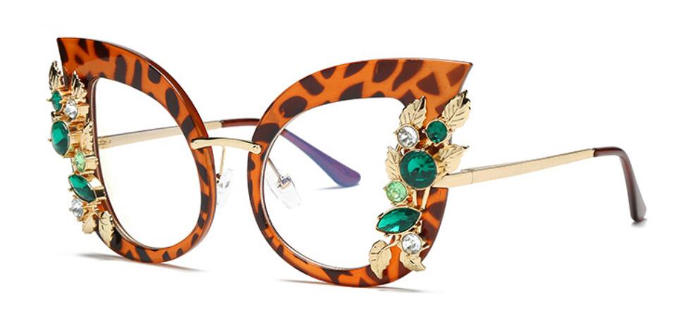 TEEK - Jeweled Side Cat Reading Eyeglasses | Prescribed or Zero Strength EYEGLASSES theteekdotcom leopard clear +0.25 