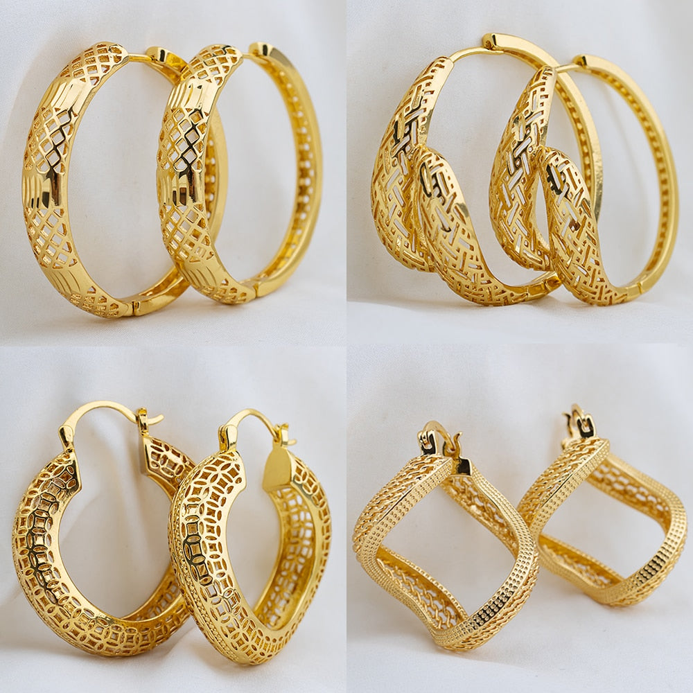 TEEK - Various Gold-Plated Copper Hoop Earrings JEWELRY theteekdotcom 9 (set of 4 pairs)  