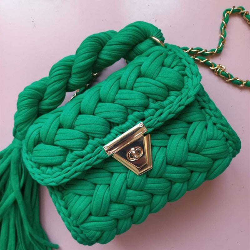 TEEK - Tassel Thread Handbag BAG theteekdotcom Green  