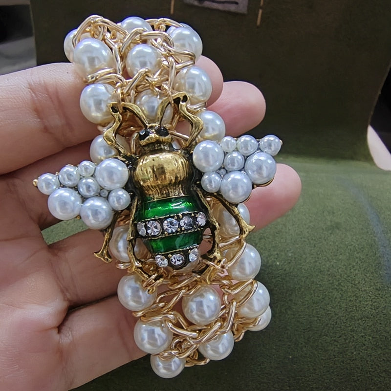 TEEK - Handmade Elastic Pearl Bee Jewelry JEWELRY theteekdotcom green bee  