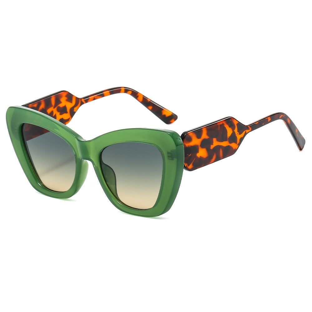 TEEK - Cross Contrast Cat Eye Sunglasses EYEGLASSES theteekdotcom green green yellow  