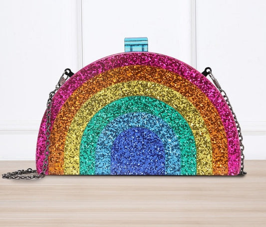 TEEK - Colorful Sequins Acrylic Rainbow Clutch BAG theteekdotcom Default Title  