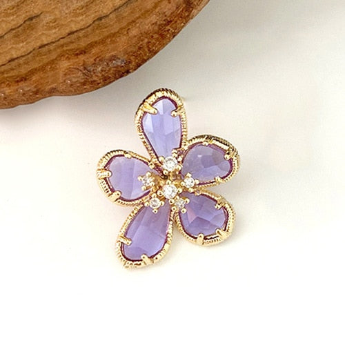 TEEK - Colored Crystal Flower Jewelry JEWELRY theteekdotcom purple ring 1PC  