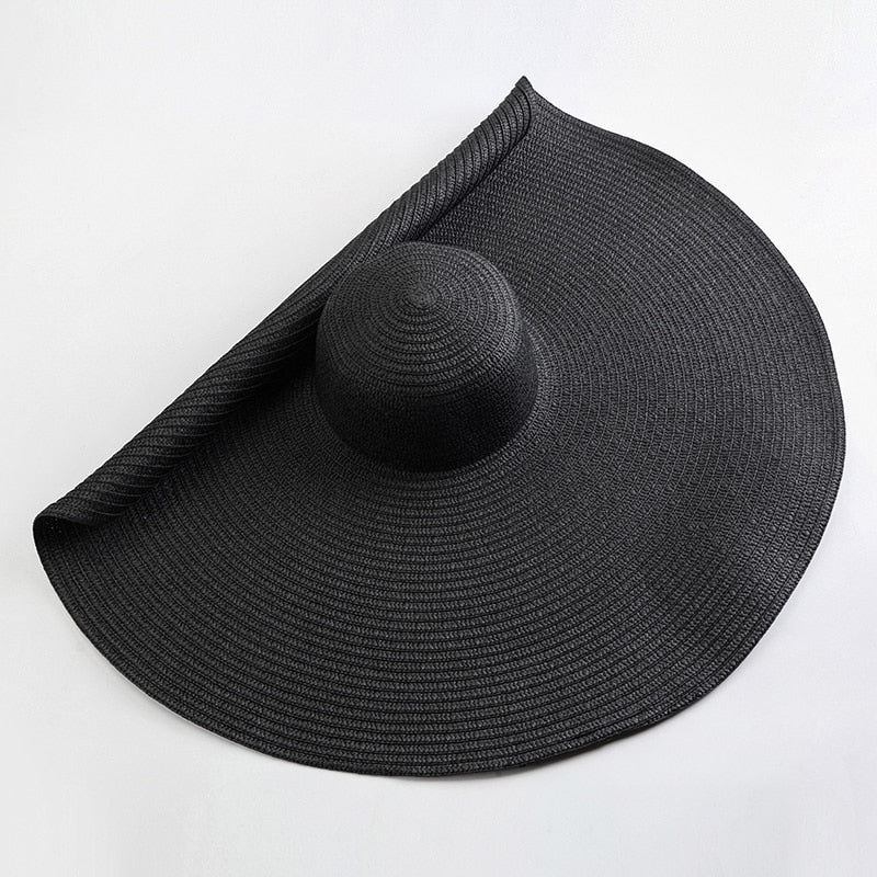TEEK - 27.5in Oversized Wide Brim Sun Hat HAT theteekdotcom black 54-57cm/21.26-22.44in 
