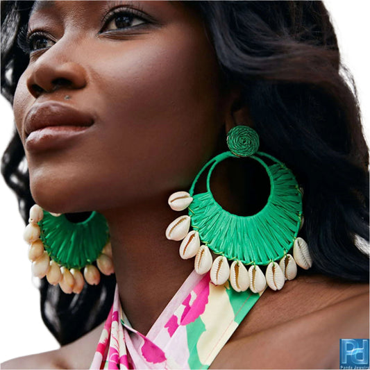 TEEK - Shell Circled Drop Earrings JEWELRY theteekdotcom   