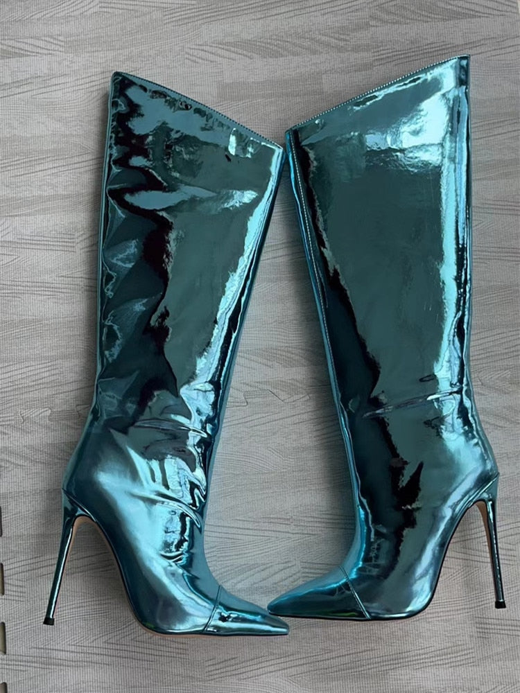 TEEK - Mirror High Boots SHOES theteekdotcom blue 8.5 