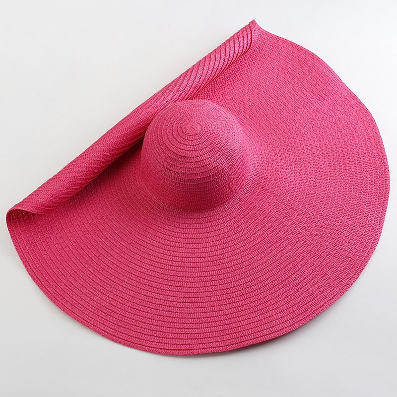 TEEK - 27.5in Oversized Wide Brim Sun Hat HAT theteekdotcom hot pink 54-57cm/21.26-22.44in 