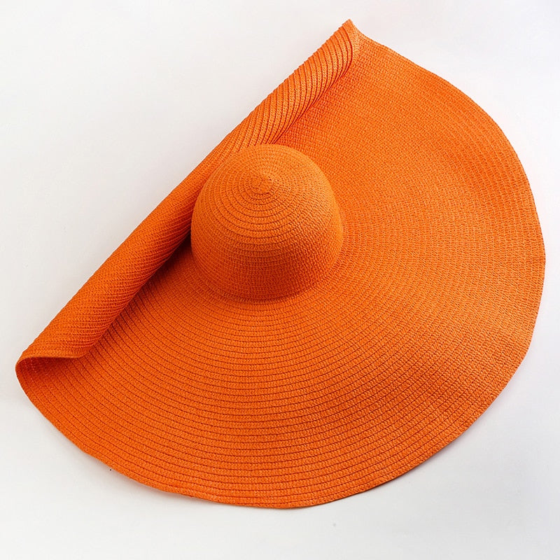 TEEK - 27.5in Oversized Wide Brim Sun Hat HAT theteekdotcom orange 54-57cm/21.26-22.44in 