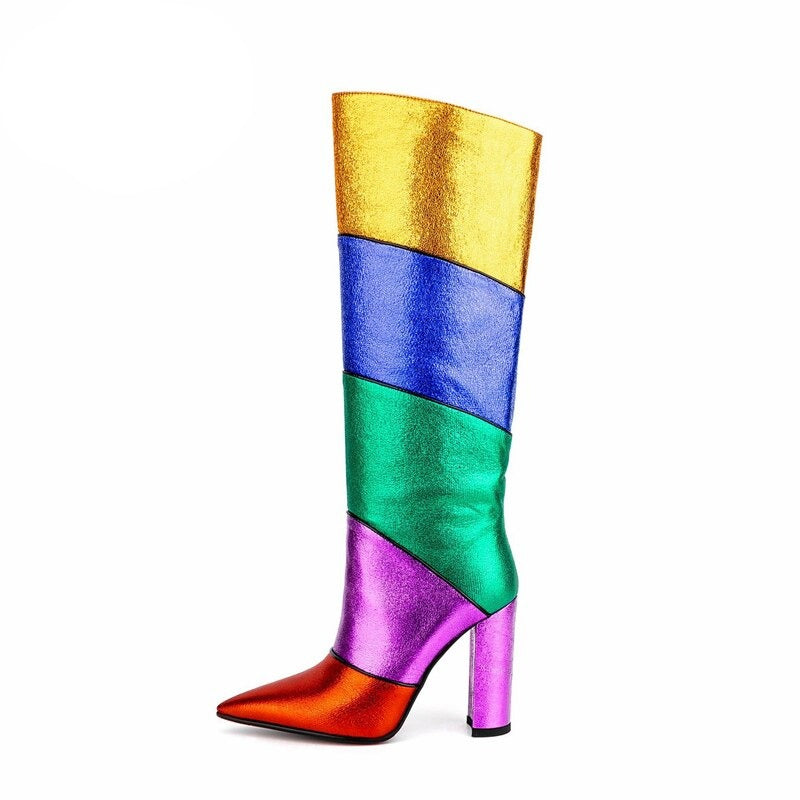 TEEK - Metallic Rainbow Stripe Boots SHOES theteekdotcom US 5  