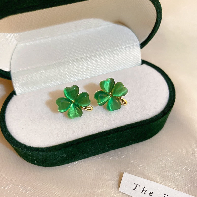 TEEK - Colored Crystal Flower Jewelry JEWELRY theteekdotcom green clover  
