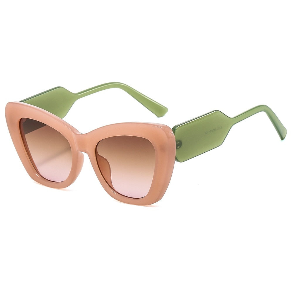 TEEK - Cross Contrast Cat Eye Sunglasses EYEGLASSES theteekdotcom pink green  