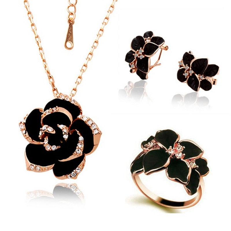 TEEK - Fashion Rose Flower Enamel Jewelry Sets JEWELRY theteekdotcom   