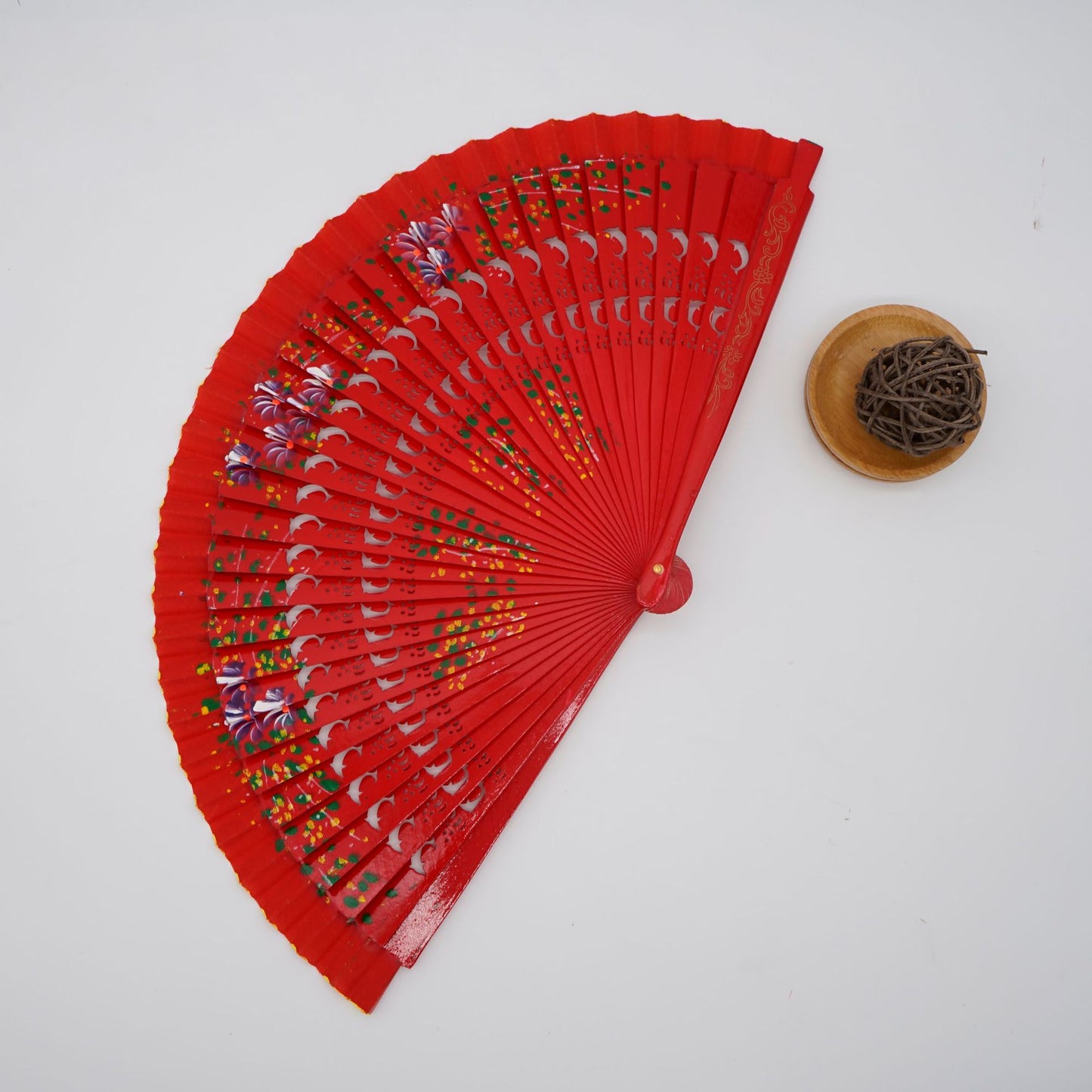 TEEK - Folding Fan Wood Spanish Style Fan FAN theteekdotcom Red  