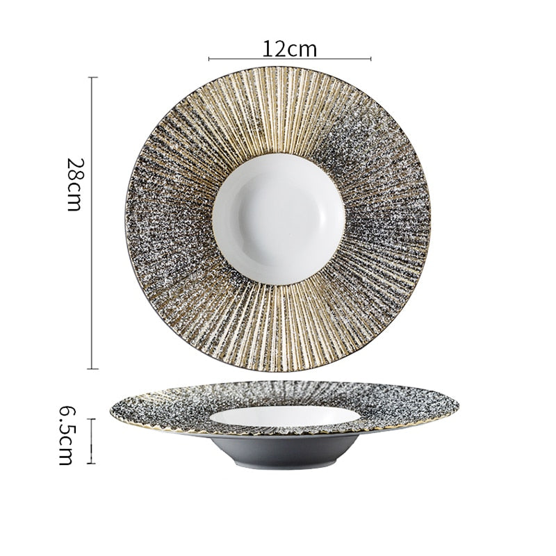 TEEK - Jap Striped Straw Hat Ceramic Dinner Plates HOME DECOR theteekdotcom E-28x6.5cm  