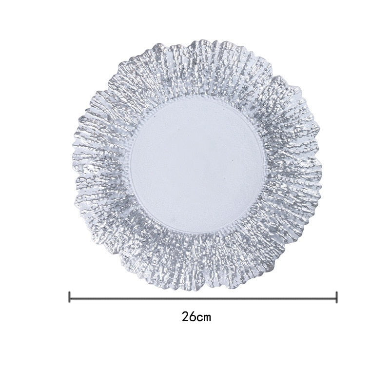 TEEK - Nordic Sun Flower Texture Glass Plate Tableware HOME DECOR theteekdotcom Silver M  