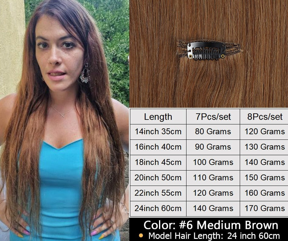 TEEK - Bomb Clip in Natural Hair Extensions HAIR theteekdotcom Middle Brown 06 14inch 8Pcs max approx. 30%