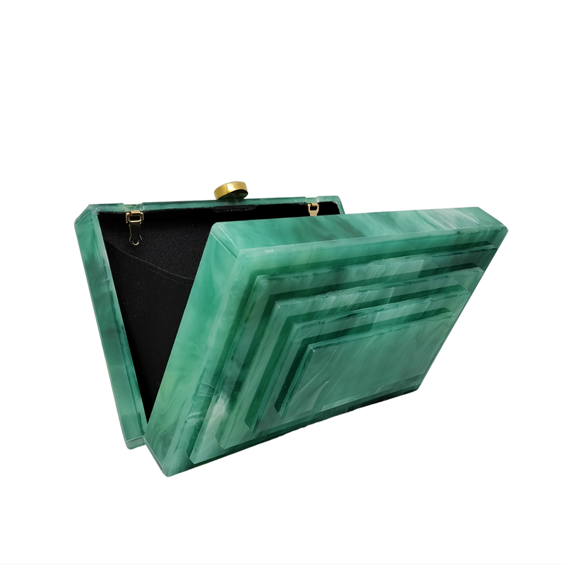 TEEK - Luxury Marble Green Acrylic Clutch BAG theteekdotcom   