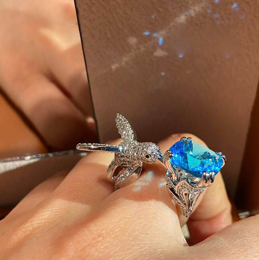 Hummingbird Jewelry Women | Hummingbird Rings Women | Hummingbird Jewelry  Rings - Blue - Aliexpress