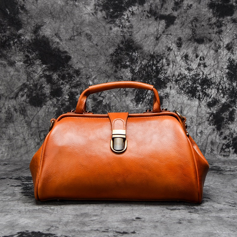 TEEK - Vintage Handmade Doctor-Style Handbag BAG theteekdotcom Brwon  