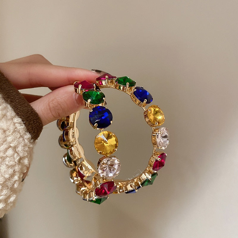 TEEK - Colorful Big Jewel Hoop Earrings JEWELRY theteekdotcom Default Title  