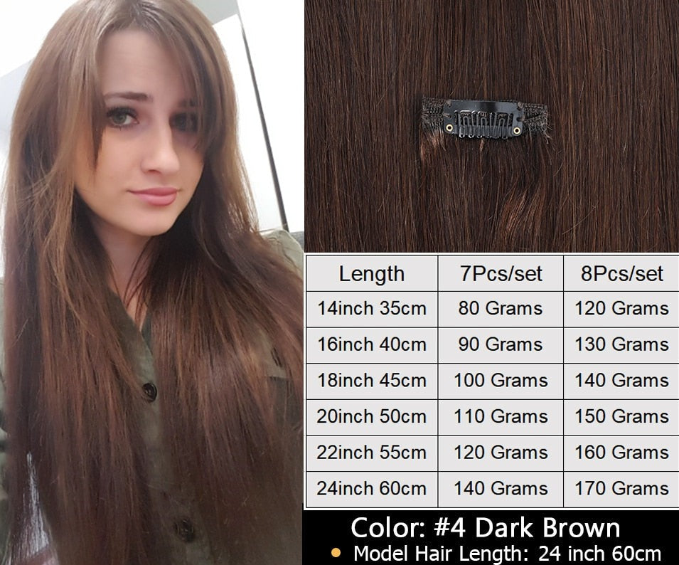 TEEK - Bomb Clip in Natural Hair Extensions HAIR theteekdotcom Dark Brown 04 14inch 8Pcs max approx. 30%