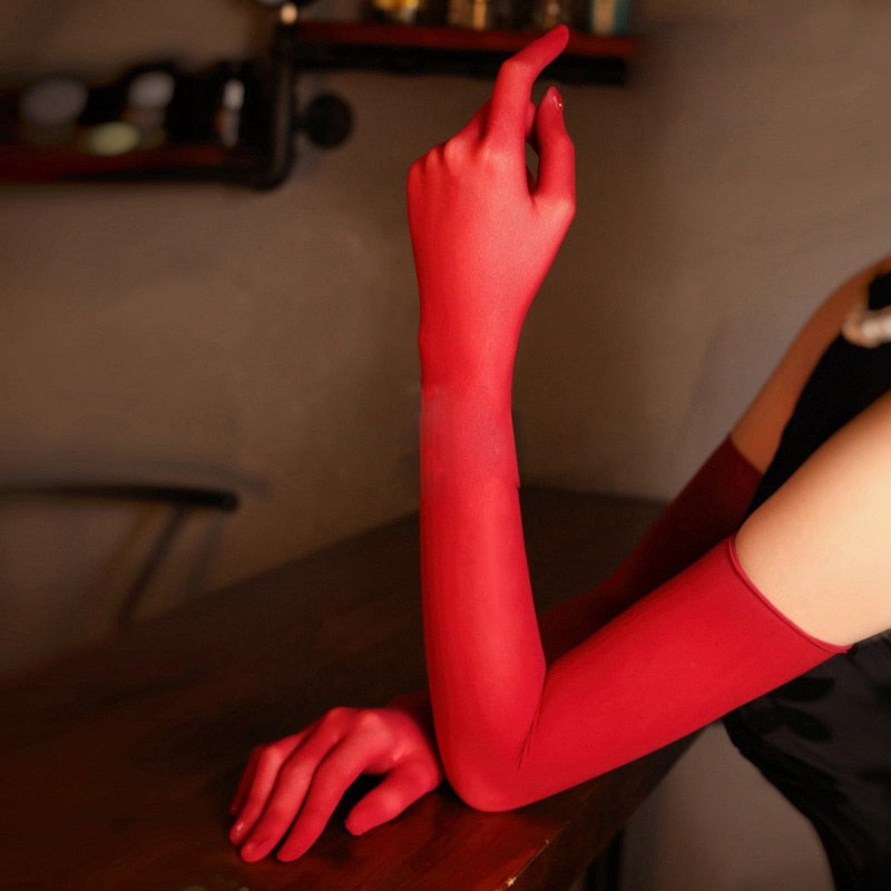 TEEK - Ultra-Thin Long Sheer Gloves GLOVES theteekdotcom Dark Red One Size 